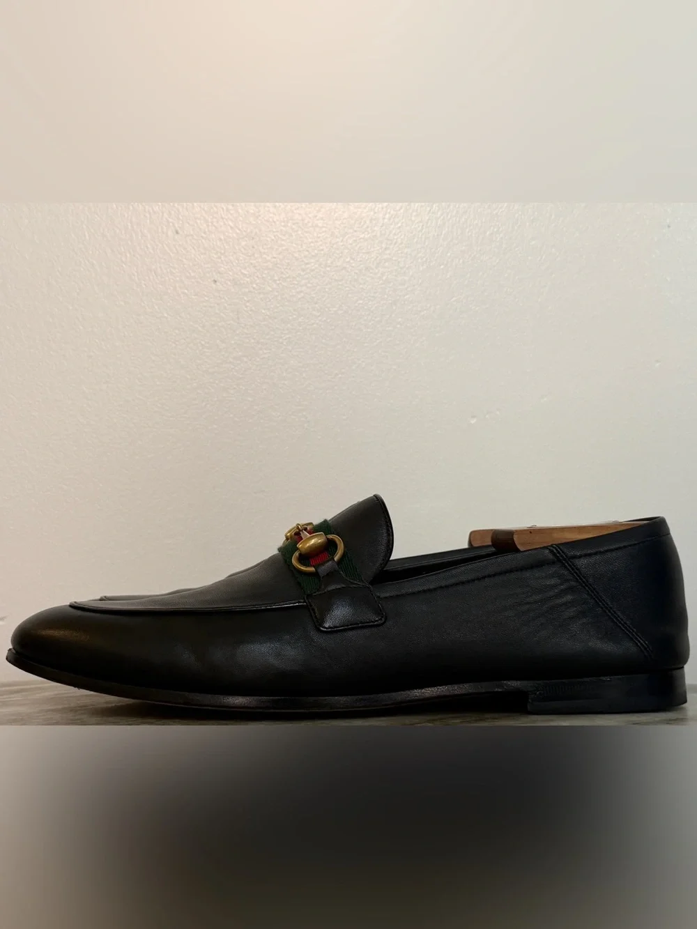 GUCCI BRIXTON Black Leather Web Horsebit Loafers US 9 Gucci 8.5 Jordaan $1100